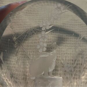 Frank R Albrecht Vintage‎ 1992 Etched Carved Lucite Art Set of 2 artist signed